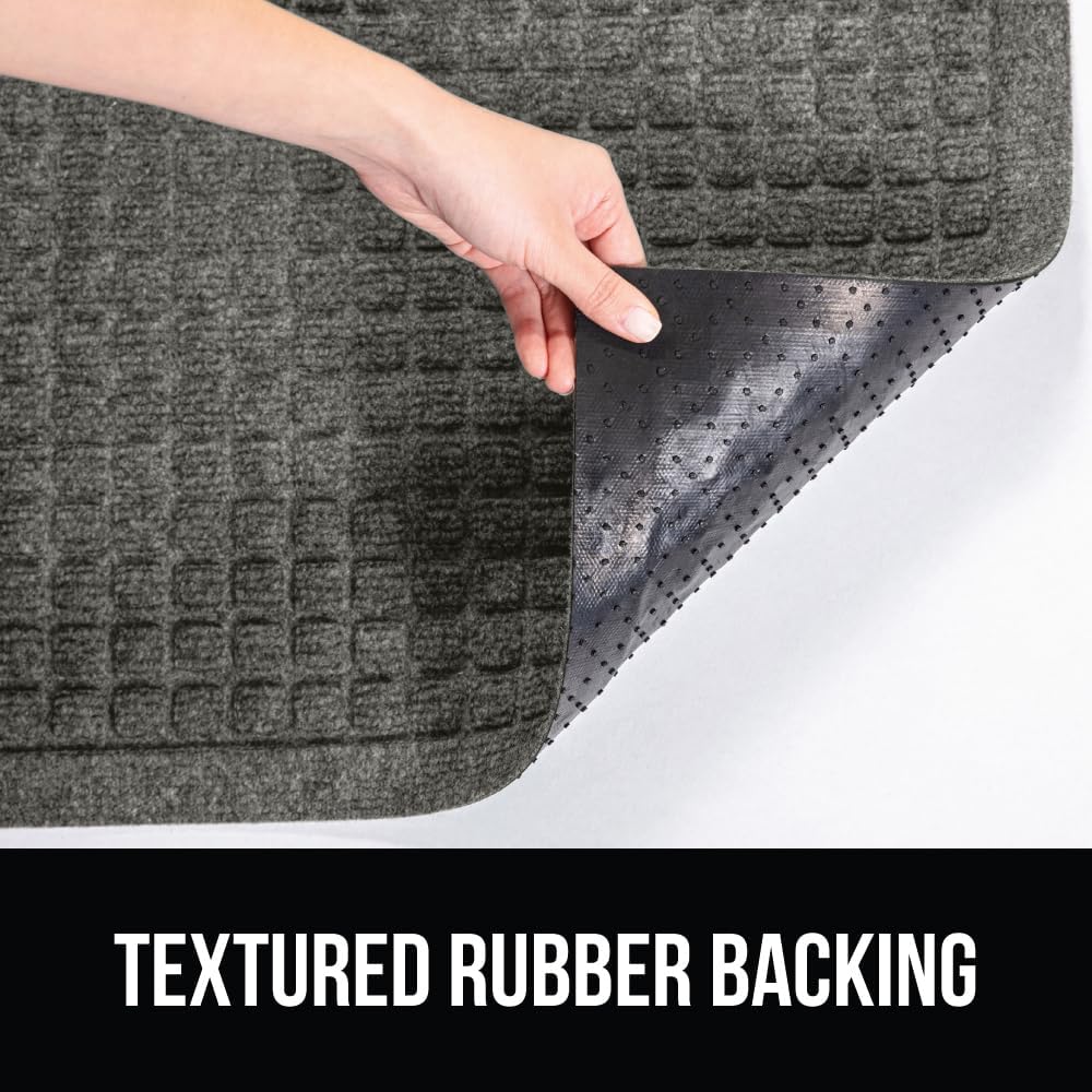 GORILLA GRIP Front Door Mat, Indoor Outdoor Ultra Absorbent HydroAbsorb Doormat, Absorbs Up to 1.7 Cups of Water, Stain and Fade Resistant, Rubber Backing Doormats, Captures Dirt, 29x17 Gray