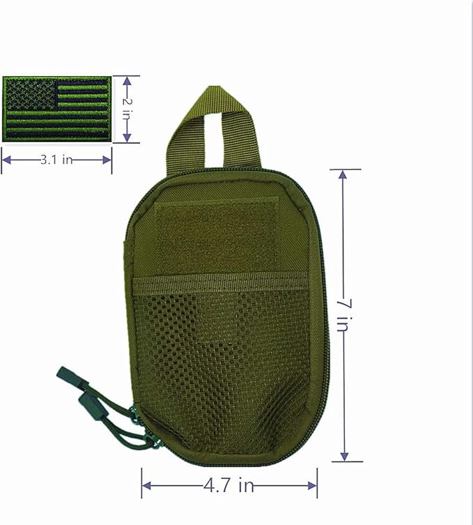 edc pouch multifunctional tactical bag molle bag accessory bag mobile phone bag, tactical belt pouch, men's belt bag, outdoor sports travel hiking waterproof bag with American flag embroidery patch