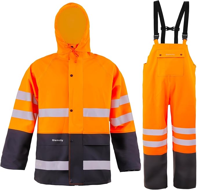 Rain Suit For Men & Women Waterproof Heavy Duty Rain Gear Reflective Jacket for Fishing Outdoor Work Raincoats
