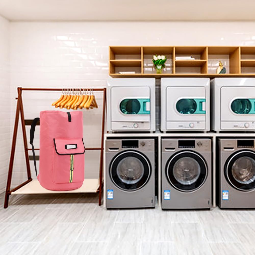 laundry bag backpack,extra-large heavy duty laundry bags,laundry backpack for college students,drawstring closure (bright red Laundry Backpack)