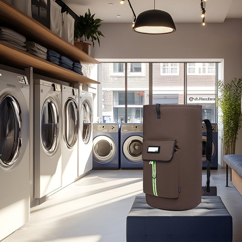 laundry bag backpack,extra-large heavy duty laundry bags,laundry backpack for college students,drawstring closure (Brown)