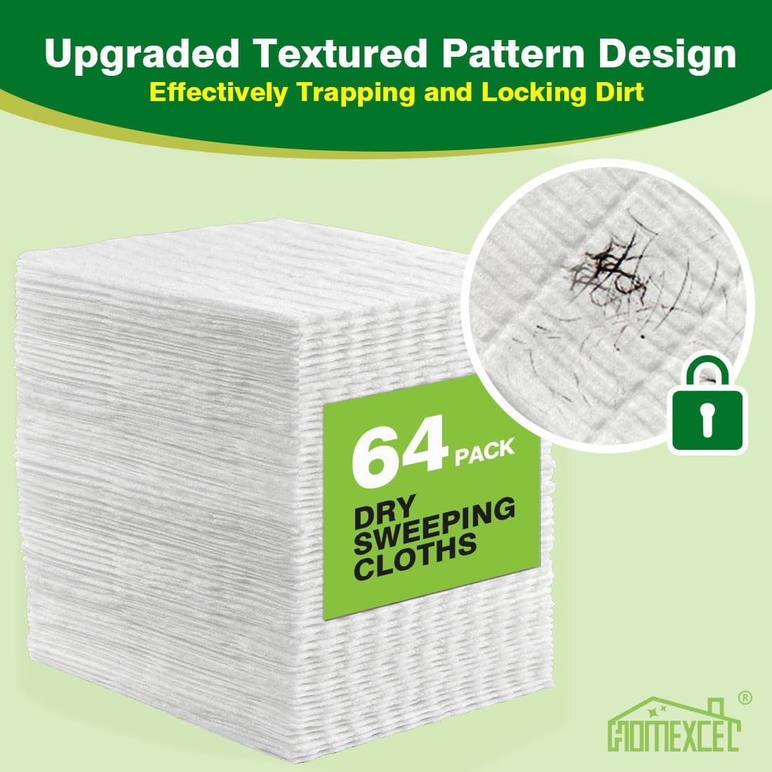 HOMEXCEL Dry Sweeping Cloths Pads Compatible with Swiffer Sweeper, Disposable Duster Refills Mop Pads for Floor Mopping and Cleaning, 64 Count-8 " x 10.4 " Pads Refills-Not Include The Mop