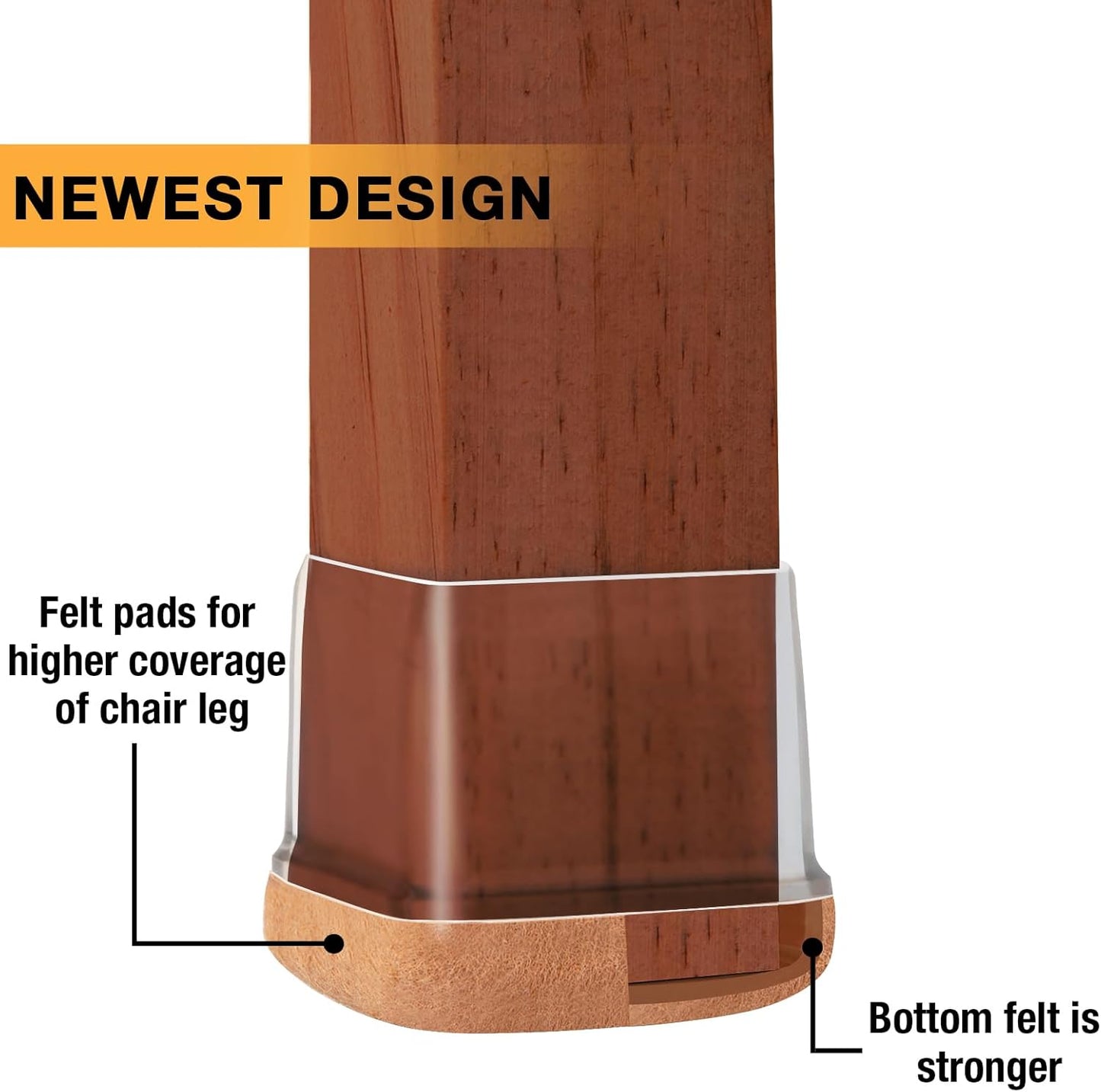 32 Pcs Rectangle Chair Leg Floor Protectors, Silicone Chair Leg Protectors for Hardwood Floors, High Elastic Chair Leg Cover for Chair Table Desk, Protect Wooden Floors from Scratching, Won't Tear