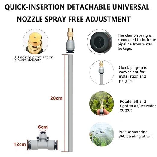 98FT Drip Irrigation System Kit,Quick Installation and Disassembly,with Y-Type Distribution Water Separator,Atomization and Drip Irrigation Nozzles,Flowerpot Garden Plant Yard Watering System.
