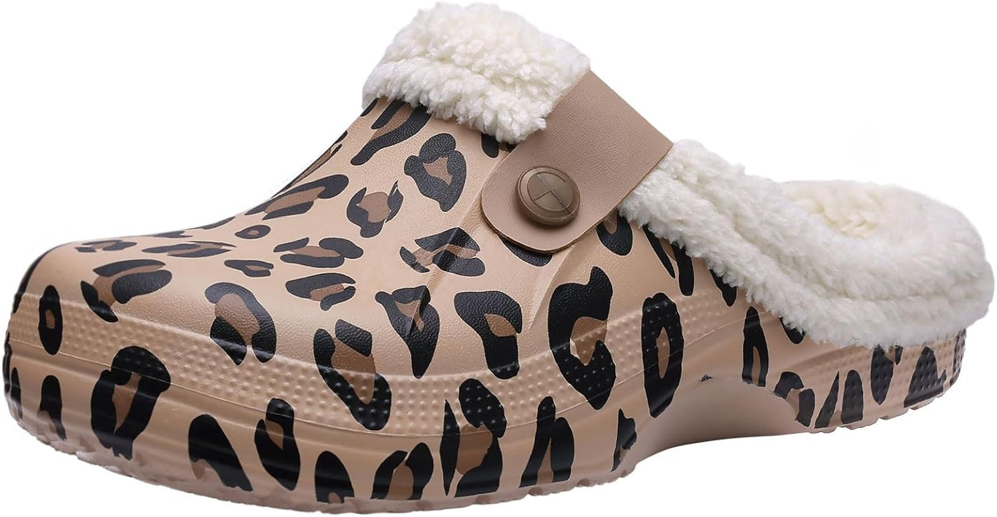 Beslip Classic Fur Lined Clogs Waterproof Winter Fuzzy Slippers for Women Men Indoor and Outdoor