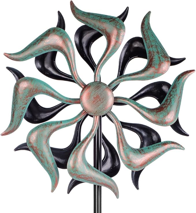 Stargarden Wind Spinners Outdoor, Metal Wind Spinner, Kinetic Wind Sculptures & Spinners, Decorative Pinwheels Double Windmill for Yard, Garden Decor-51 * 11.8 Inch