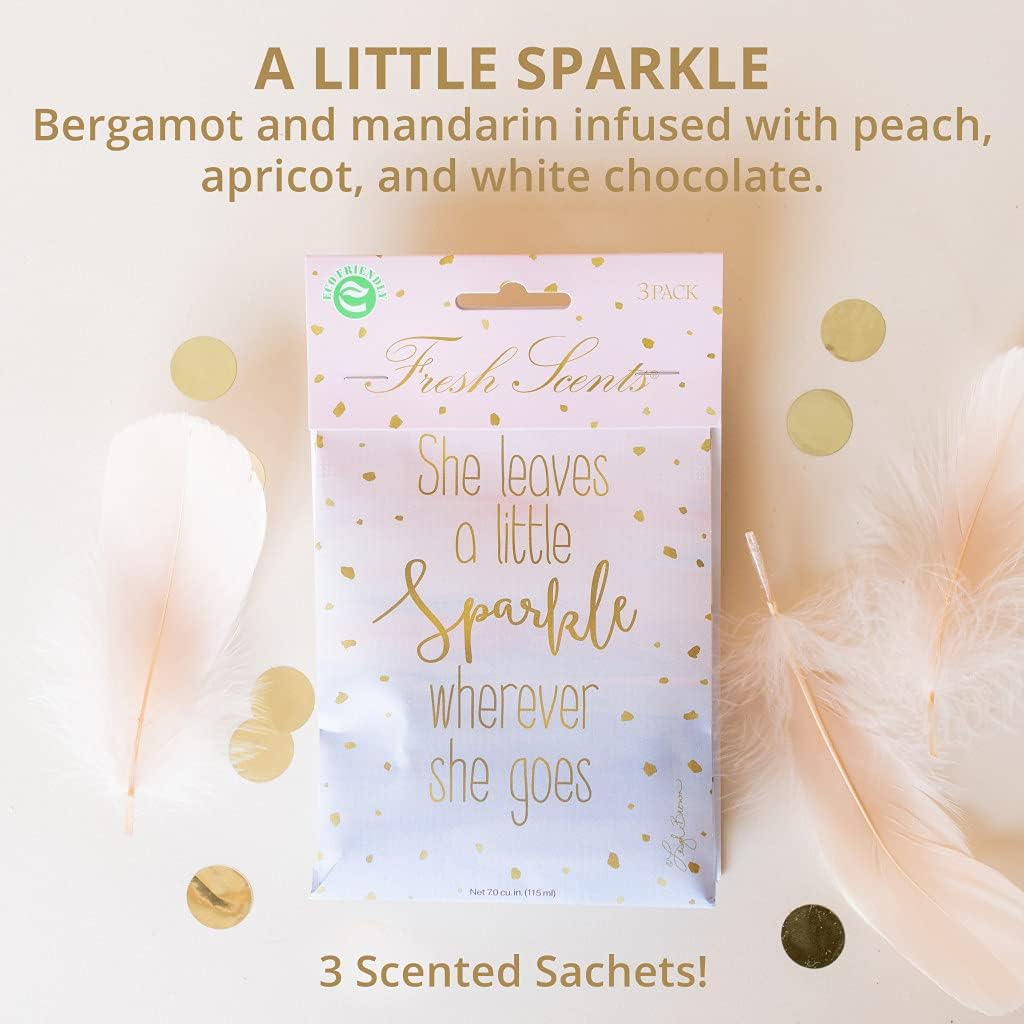 Willowbrook | Fresh Scents Scented Sachet Packet | Little Sparkle | Air Freshener Bags for Drawers, Closets, Cars | 6 Pack | Long Lasting Home Fragrance