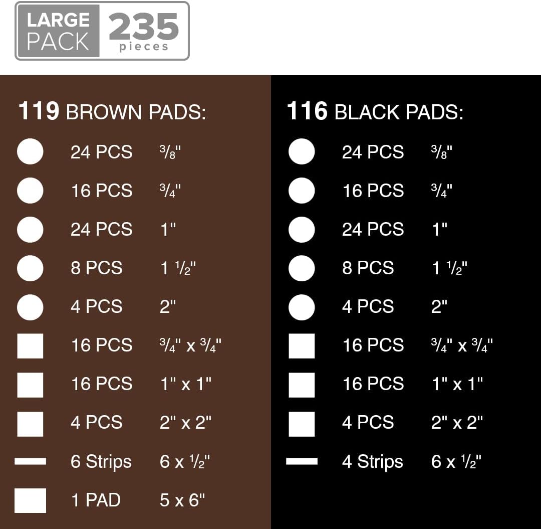 235 pcs Felt Furniture Pads Brown & Black X-Protector! Huge Quantity of Furniture Pads for Hardwood Floors – Your Ideal Wood Floor Protectors for Furniture. Protect Any Type of Hard Floor!