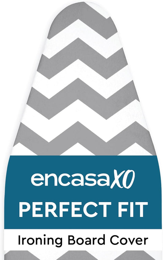 Encasa XO Ironing Board Cover and Pad 49"x18" - Thick 3mm Felt Padding, Drawstring Tightening & Lock, Easy Fit, Scorch & Stain Resistant, Fits Wide Ironing Board - Zig Zag