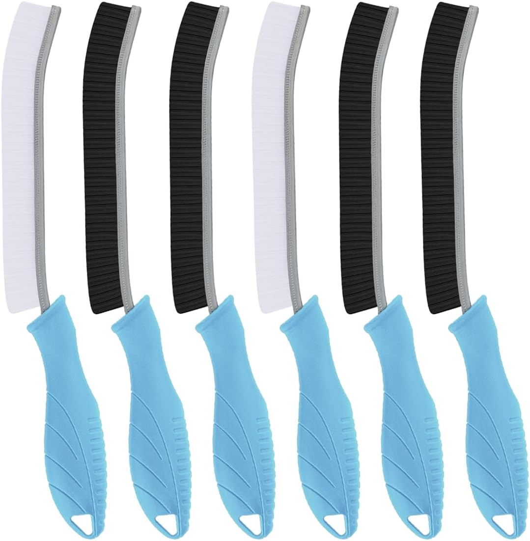 Hard Bristle Crevice Cleaning Brush-Thin Gap Scrub Brush, Small Cleaning Brush, Grout Brush, Kitchen Brush, Cleaning Tools for Toilet, Bathroom, Sink, Home, Household, Window (6, Light Blue)