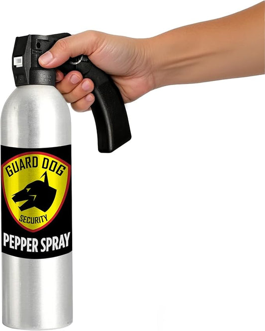 Guard Dog Security Large Self Defense Pepper Spray 24 oz, Maximum Strength Self-Defense Spray with Pistol Grip, 45-Foot Range, Easy Access Outdoor Personal Protection, Crowd Control