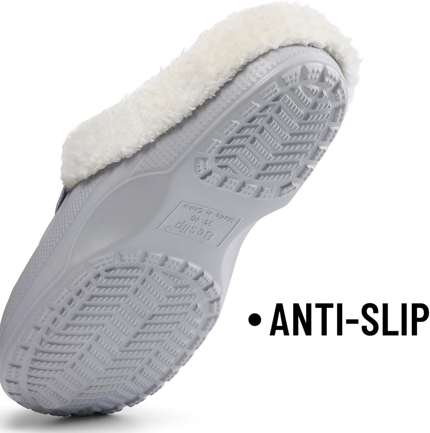 Beslip Classic Fur Lined Clogs Waterproof Winter Fuzzy Slippers for Women Men Indoor and Outdoor