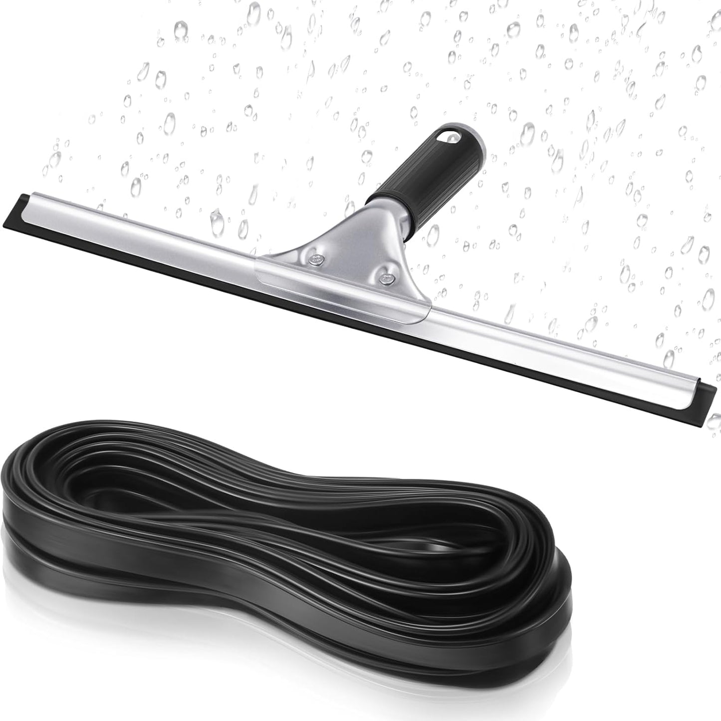Frienda 50ft Squeegee Rubber Replacement Windows Silicone Blade Black Squeegee Cut to Size Scrubber Refill Head Bulk for Glass Shower Doors Floor Kitchen Car Cleaning