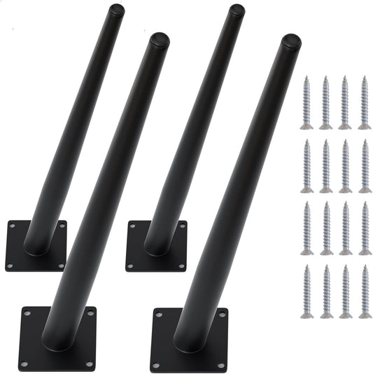 4PCS 16 Inch Matte Black Tapered Angled Legs for Furniture, Metal Mid Century Mordern Feet, Heavy Duty Slanted Stand Legs Kit for Couch, Coffee Table, Desk, Dresser, Sofa, Chair