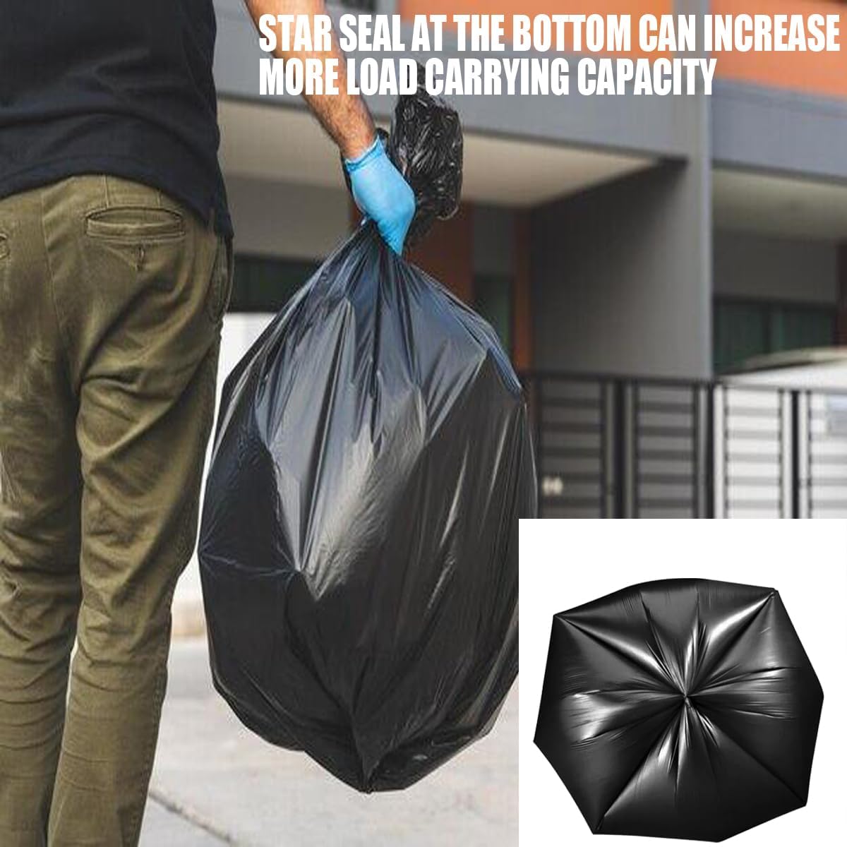 33 Gallon Trash Bags, 250 Count Bulk, Black Garbage bags, Multi-purpose Trash Can Bin Liners for Home Commercial, Outdoor, Construction, Industrial, Janitorial, Municipal, Lawn, Leaf