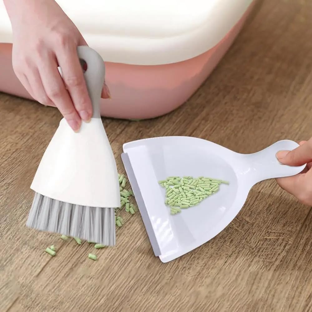 Dust pan Broom Brush Dustpan - Dustpan and Brush Set,Mini dust Pans with Brush,Dust Pan and Brush Set for Table, Key Board, Cat, Dog and Other Pets, Dust Pan Brush Nesting Tiny Cleaning Broom（Gray）