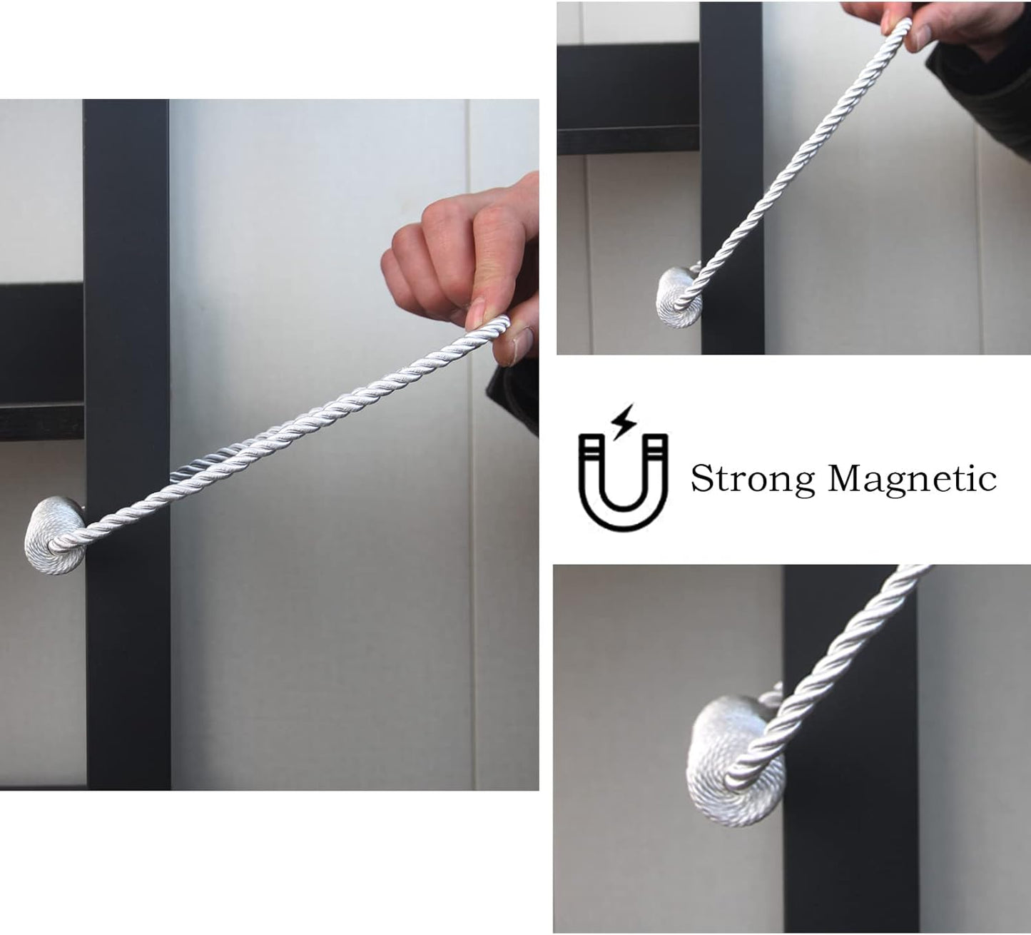 Magnetic Curtain Tiebacks 2 Pack White Rope Tieback Curtains Holders for Drapes Modern Tie Backs Decorative Window Treatment Holdbacks