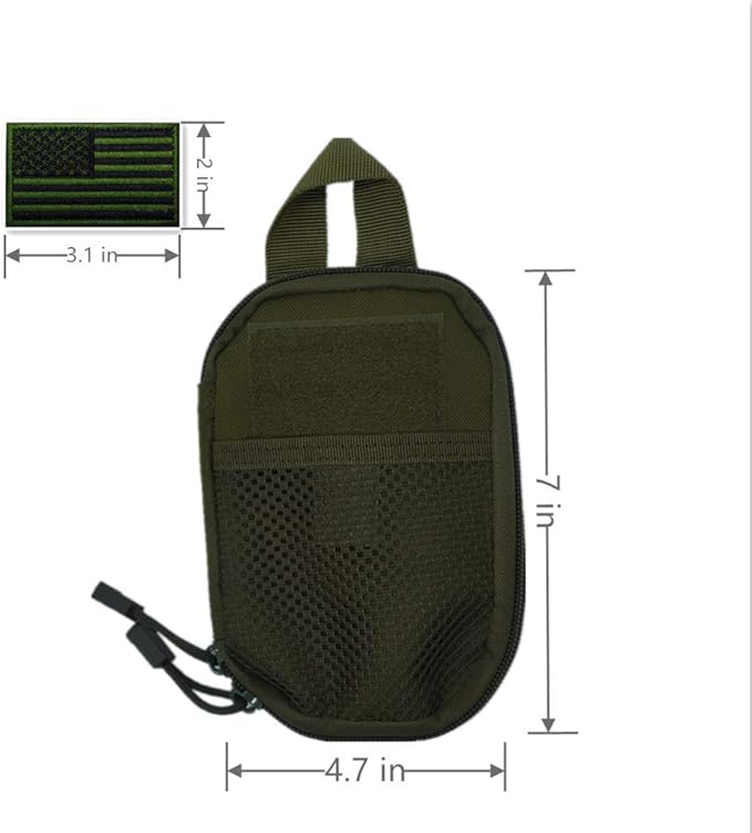 edc pouch multifunctional tactical bag molle bag accessory bag mobile phone bag, tactical belt pouch, men's belt bag, outdoor sports travel hiking waterproof bag with American flag embroidery patch