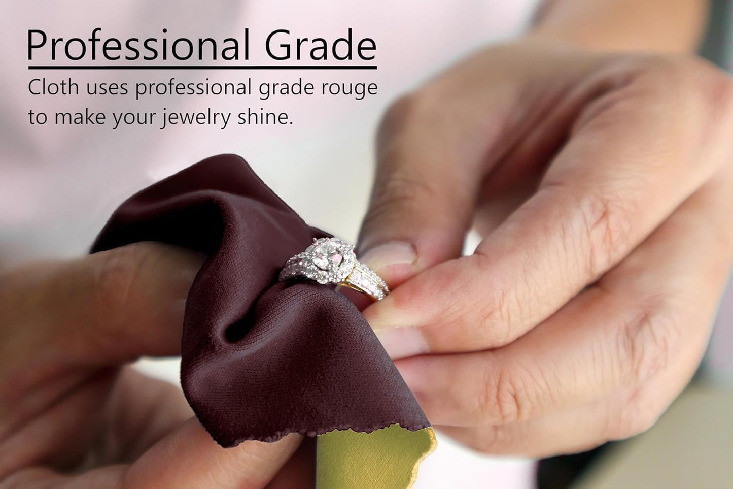 Cadie Silver Polishing Rouge Cloth - 100% Treated Cotton Polishing Cleaning Cloth for Gold Jewelries Platinum and Silverware - Reusable Rouge Cloths Restore Shines | 10 x 12 Inches - 2 Pack