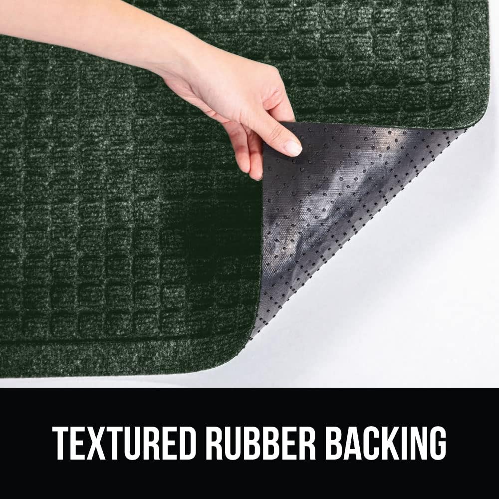 GORILLA GRIP Front Door Mat, 35x23, Indoor Outdoor Ultra Absorbent HydroAbsorb Doormat, Absorbs Up to 5.7 Cups of Water, Stain and Fade Resistant, Rubber Backing Doormats, Captures Dirt, Green