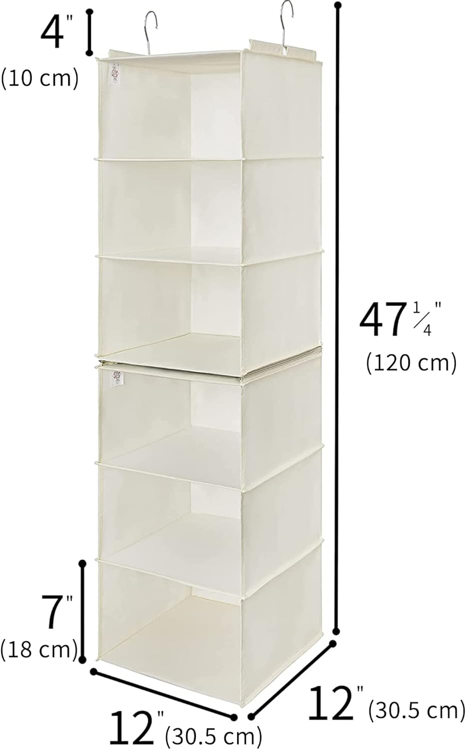 GRANNY SAYS 6-Shelf Hanging Closet Shelves, Separable to 2 Pack 3-Shelf Closet Shelves Organizer, Hanging Organizers and Storage for Living Room, Beige