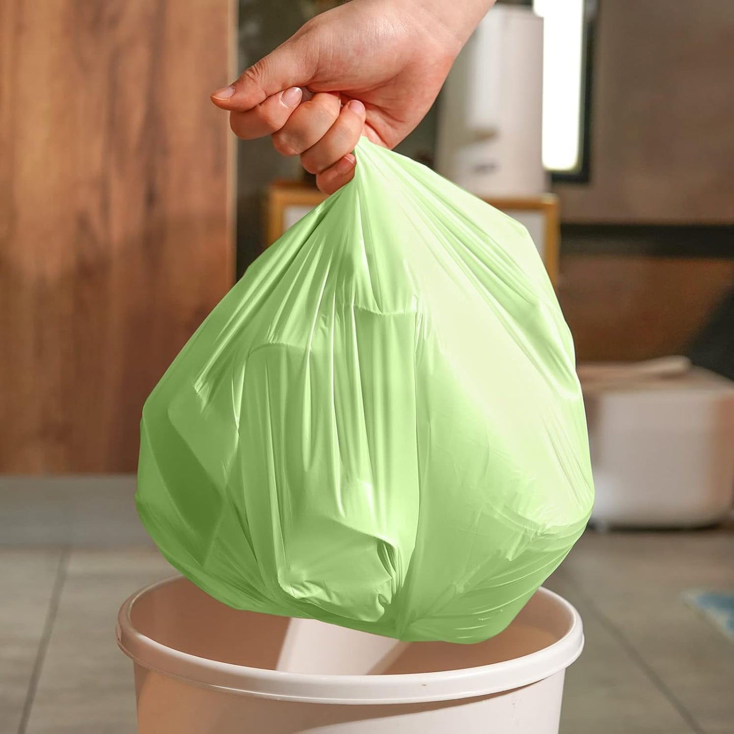 Compostable Trash Bags 2.6 Gallon 100 Counts Compost Small Garbage Bag for Kitchen Bathroom BPI Certified, Green