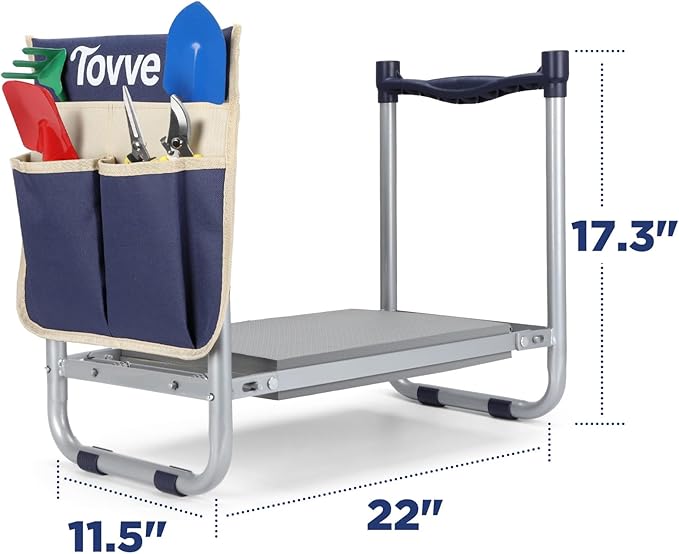 Upgraded Garden Kneeler and Seat with Thicken & Widen Soft Kneeling Pad, Heavy-Duty Foldable Garden Stool with Large Garden Tool Bag, Portable Garden Bench Gardening Gifts for Women, Seniors