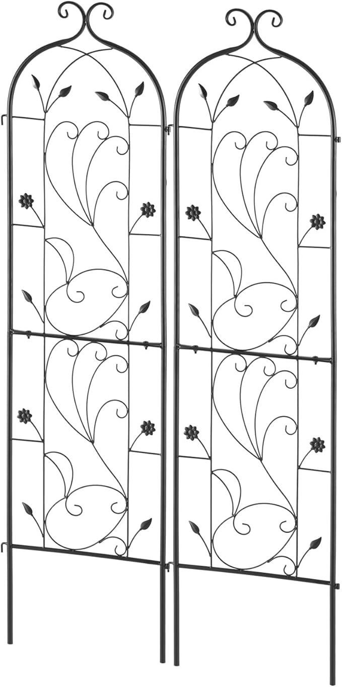 VEVOR Garden Trellis for Climbing Plants, 60 x 15 in, 2 Packs Rustproof Metal Garden Flower Trellis, Outdoor Climbing Rose Trellis Cucumbers Support, Decorative Clematis Trellis for Courtyards Lawns