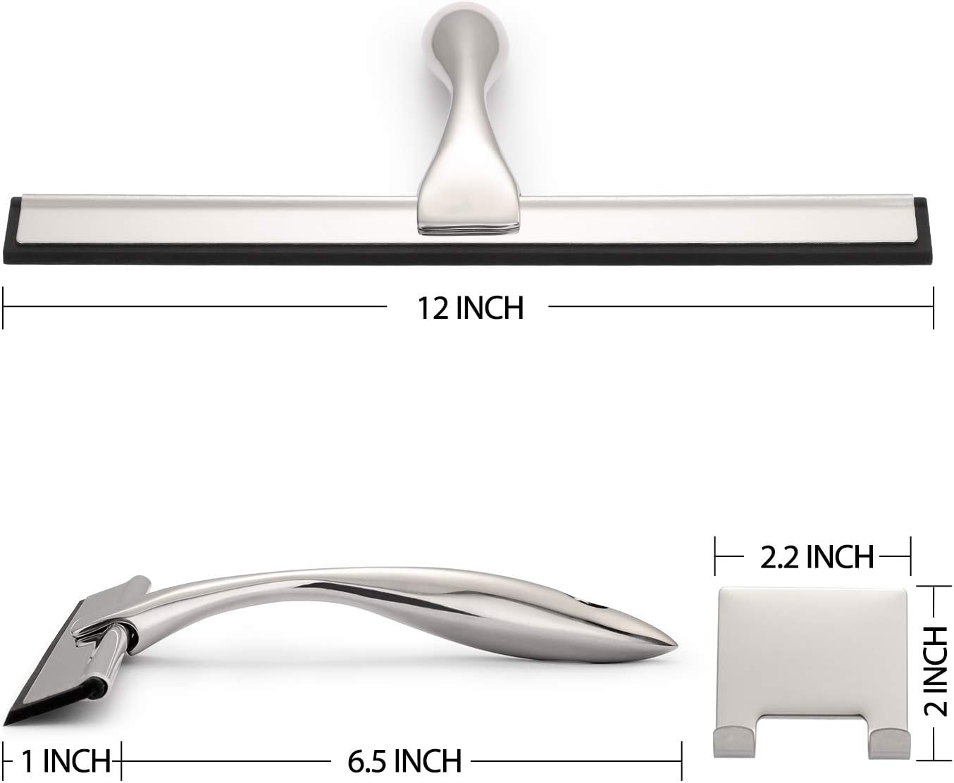 Hiware All-Purpose Shower Squeegee for Shower Doors, Bathroom, Window and Car Glass - Stainless Steel, 12 Inches