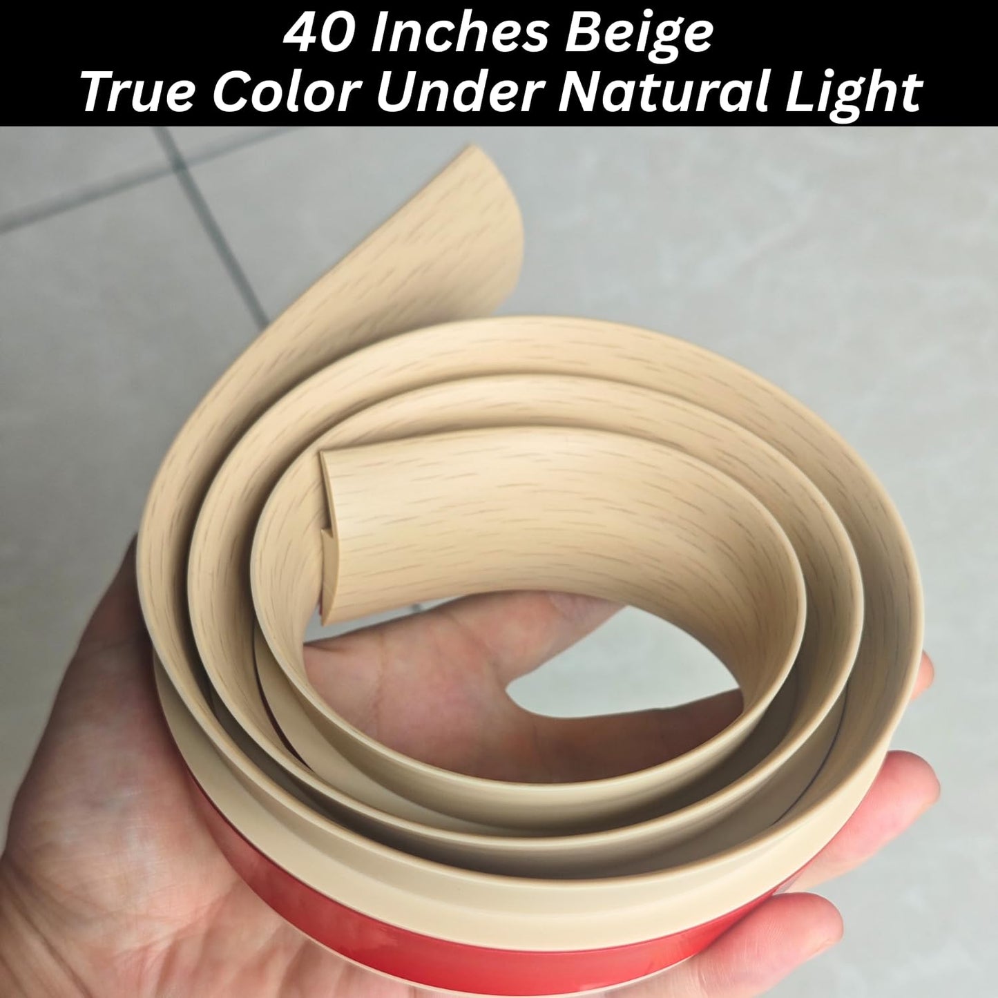 1/5 inch Height Floor Transition Strip, Self Adhesive Carpet Wood Tile Vinyl Flooring Laminate Transition Cover Edge Trim Gap Doorway Threshold for Uneven Floors (40 inches, Beige Cream)