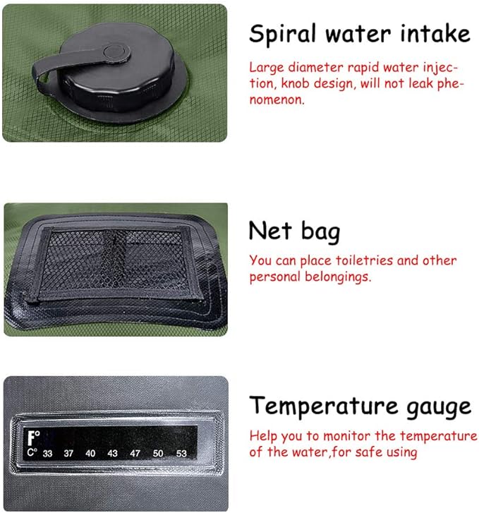 Winterworm Solar Shower Bag with Removable Hose and On-Off Switch-able Shower Head for Camping Beach Swimming Outdoor Traveling Hiking Shower(20 L/5-Gallon)