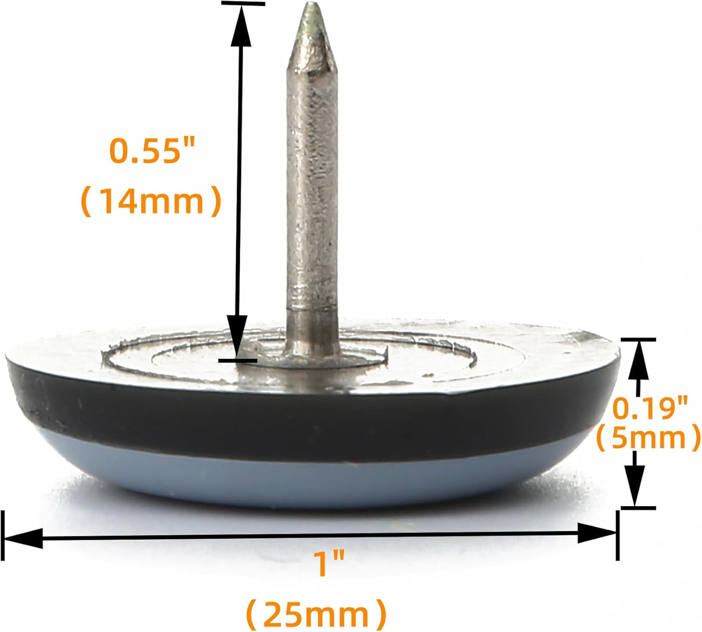 Furniture Glides Sliders-Furnigear PTFE (Teflon) Chair Leg Movers Sliders for Carpet and Hardwood Surface - Move Your Furniture Easy & Safely - Best Floor Protector (1 inch/Nail, 40pack)