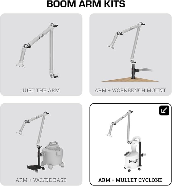 Mullet ThirdHand Dust Collection Boom Arm (Boom Arm + Cyclone)