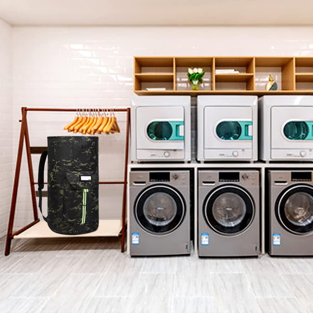 laundry bag backpack,extra-large heavy duty laundry bags,laundry backpack for college students,drawstring closure (Black CP)