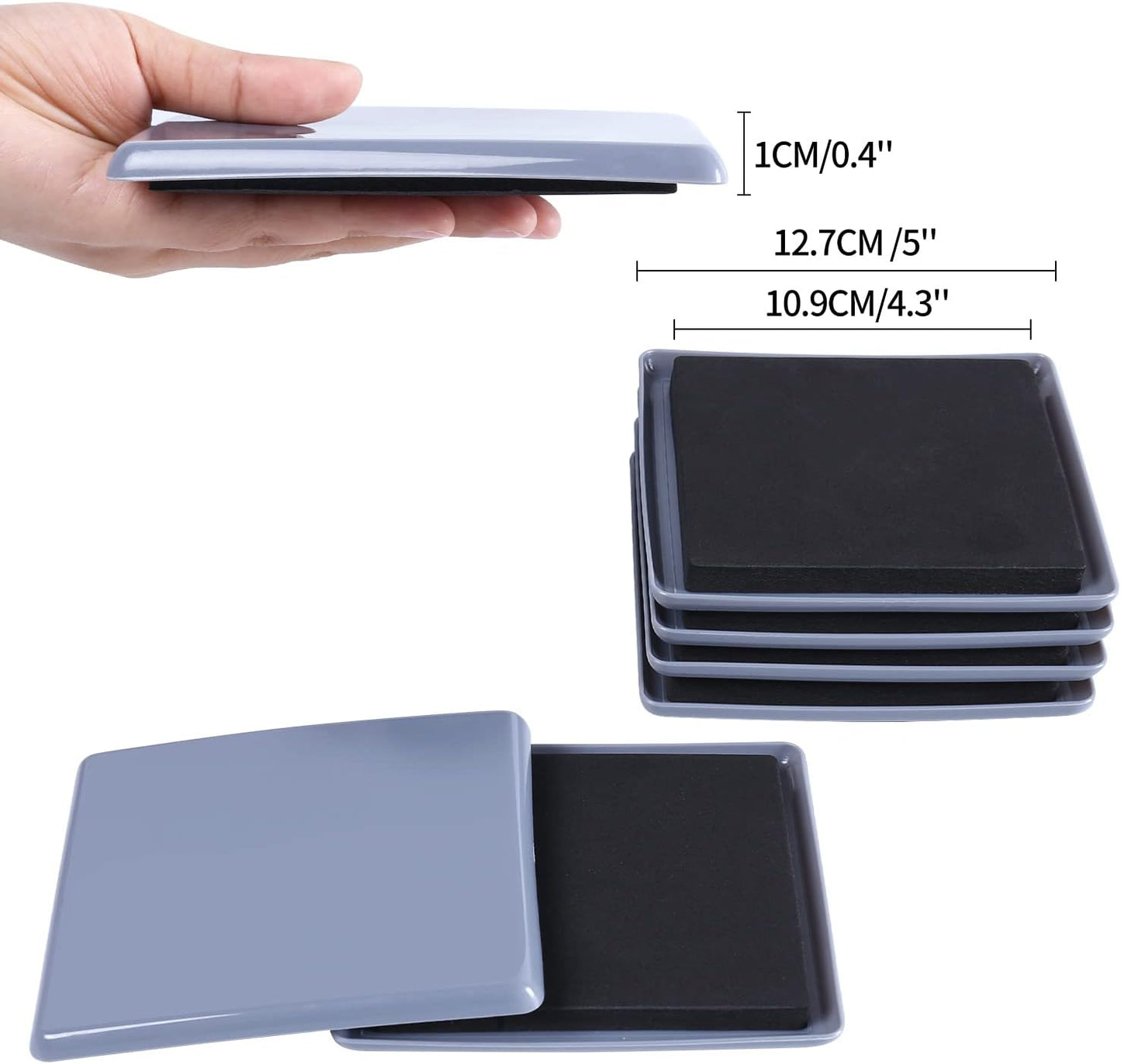 Ezprotekt 8 Pack Reusable Large Furniture Movers Sliders for Carpet, 5" Square Furniture Moving Pads, Carpet Sliders for Heavy Duty Sofa Bed Fridge, Move Items Quickly and Easily (Light Blue)