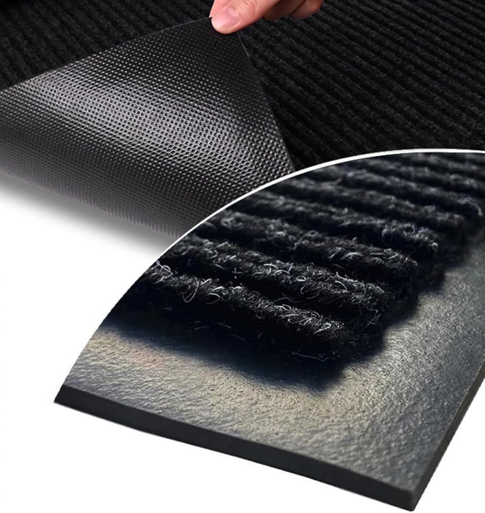SRDDQLC Door Floor Mat Commercial Grade Large Size Heavy Duty Tough Entry Collection Slip Skid Entrance Mat with Rubber Backing Low Profile and Easy to Clean Indoor Outdoor Rug,4FTx8FT,Black