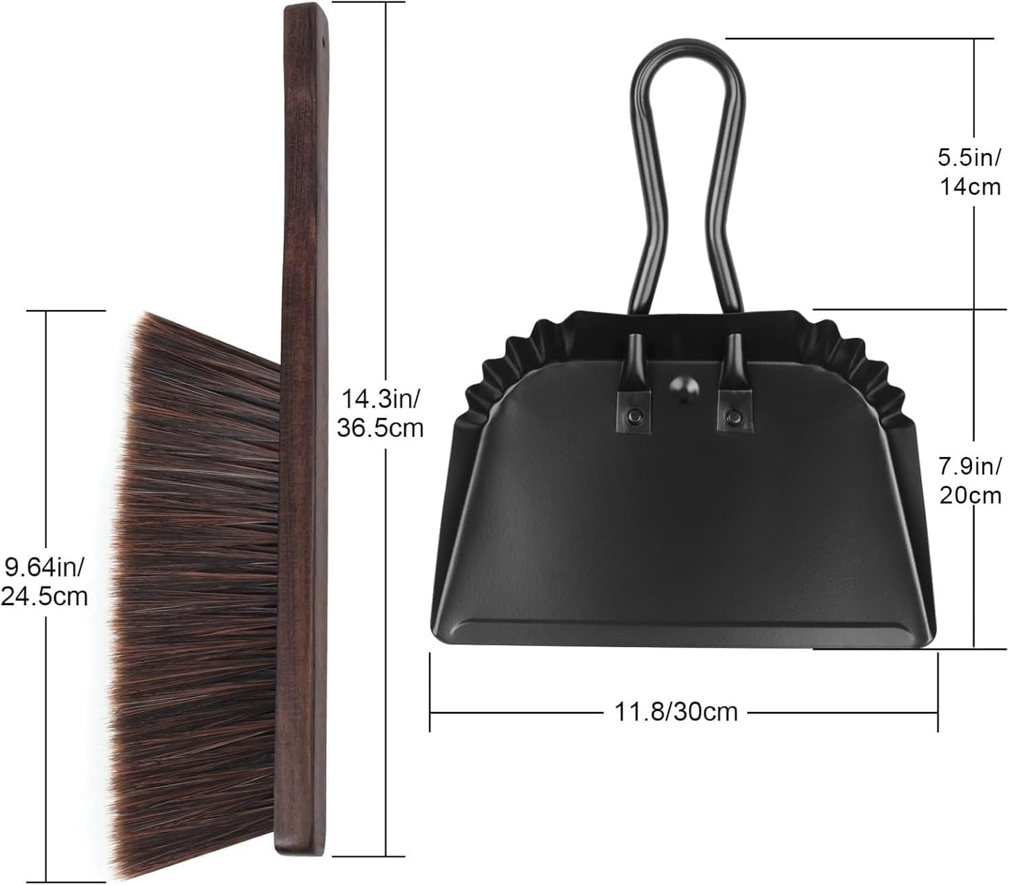 Dust Pan and Brush Set-Handheld Angled DustPan and Hand Broom Set, Large dust pan with handle,Heavy Duty Metal Dustpan and Brush Set Home For Small Item Sweeping Rubber Coated Easy to Grasp Handle