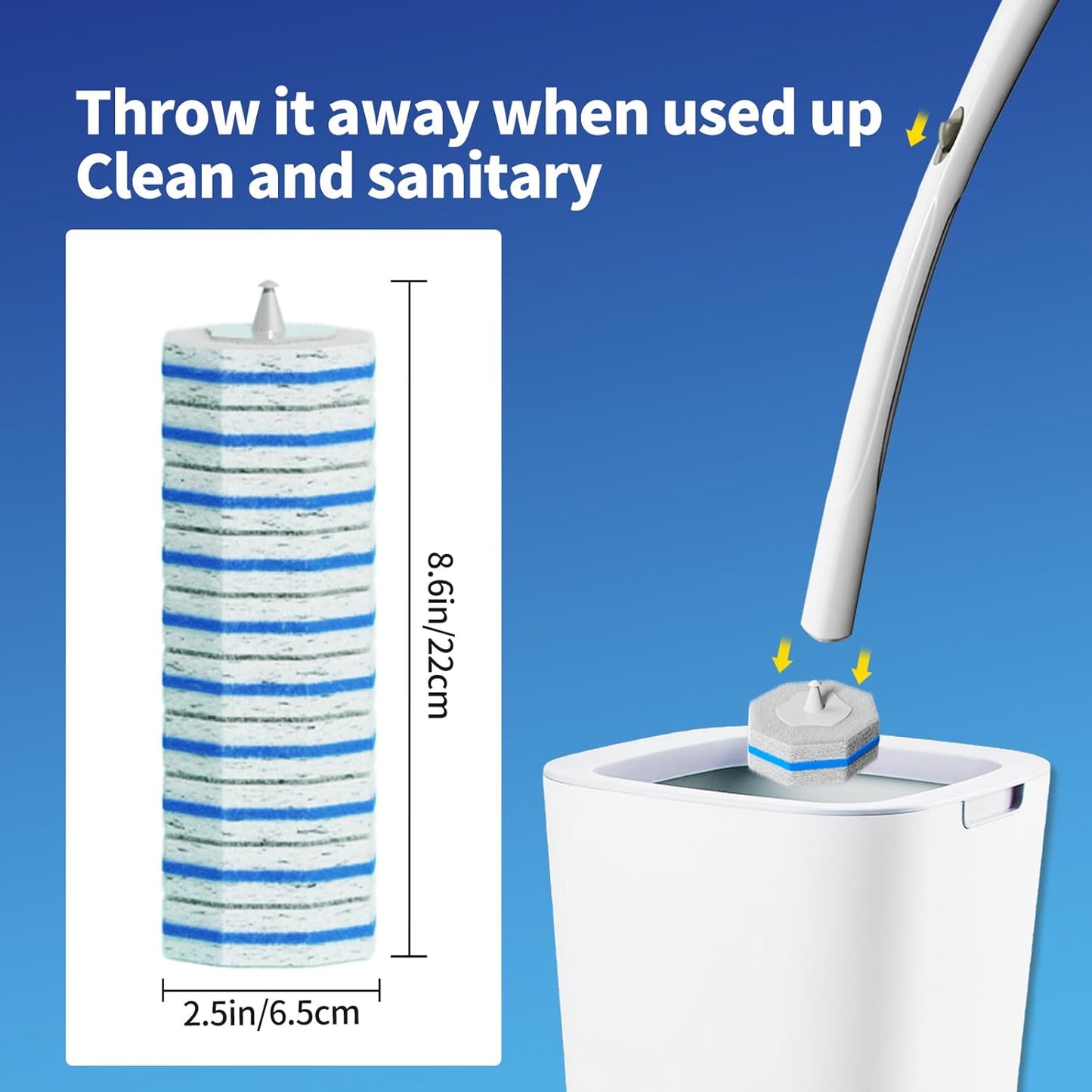 100pc Bulk Toilet Wand Refills - Disposable Toilet Brush Replacement Heads, Value Pack for Household Cleaning Bathroom cleaners Compatible Heads,washroom mats Brush Cleaning System,Clean Refill Pads.