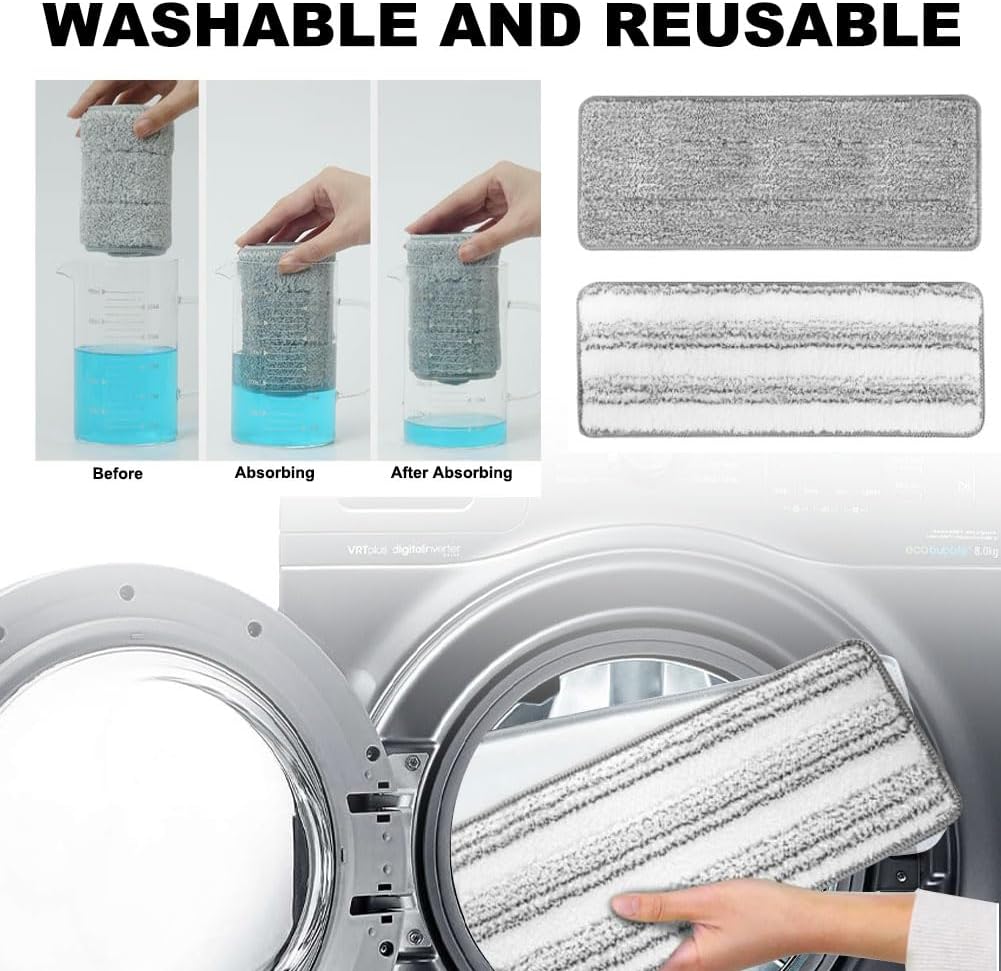 6 Pack Mop Replacement Pads for Joymoop - Microfiber Flat Mop Pads fit for JOYMOOP fit for Oshang Mop Bucket Set and Most 13" X 4.9" Flat Mops, Washable Cleaning Pads, Replacement Pads for Joymoop