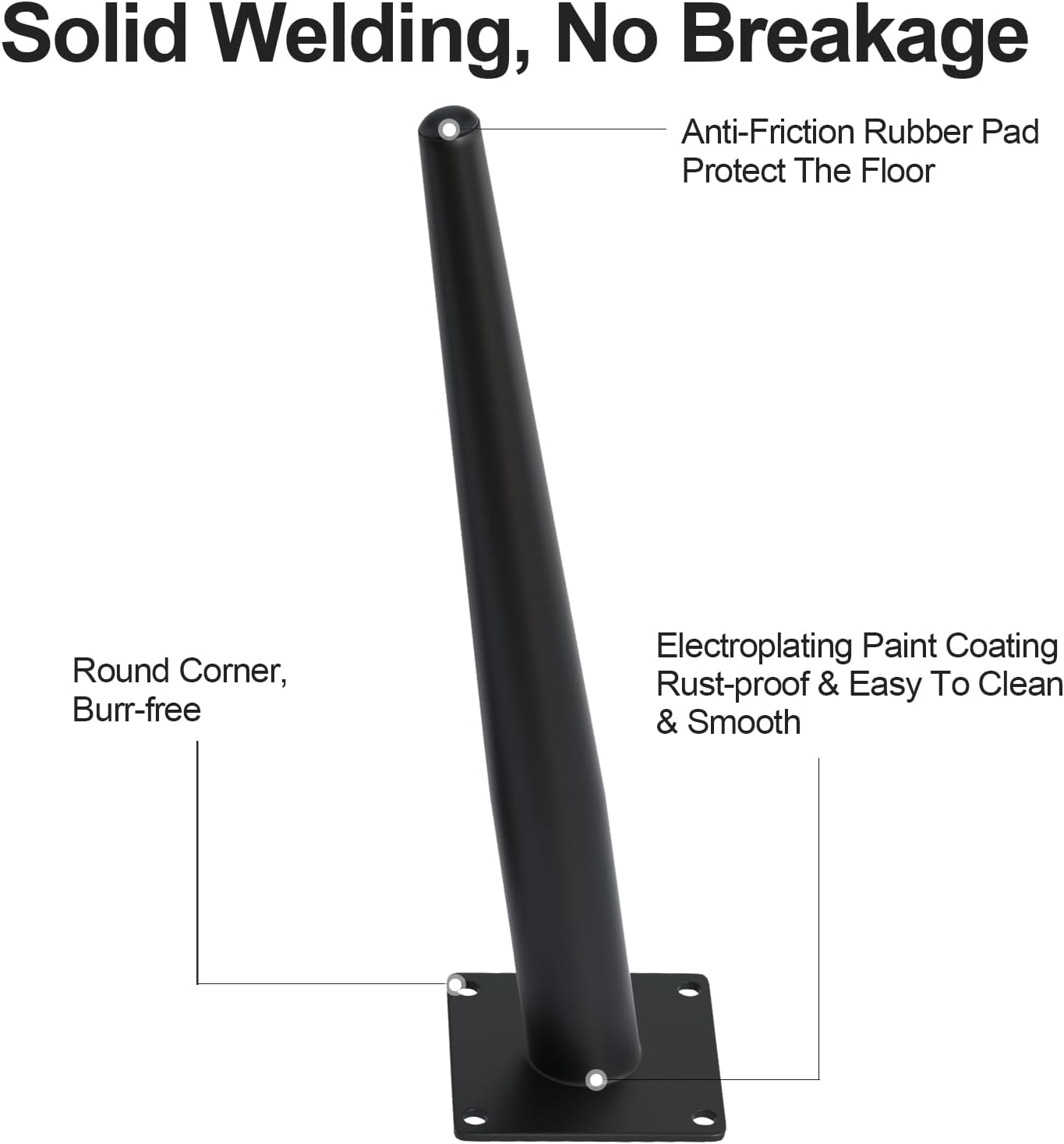 4PCS 12 Inch Matte Black Tapered Angled Legs for Furniture, Metal Mid Century Mordern Feet, Heavy Duty Slanted Stand Legs Kit for Couch, Coffee Table, Desk, Dresser, Sofa, Chair