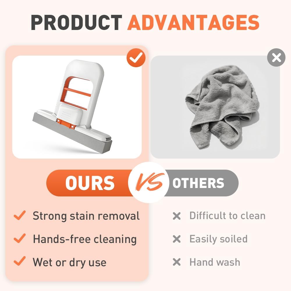 Mini Foldable Desktop Mop, Wet and Dry Portable Cleaning Sponge Mop,Self Squeezing Mini Sponge Mop with One Replaceable Head,for Small Spaces,Bathroom,Kitchen,Glass (Replace Sponge/3pcs)