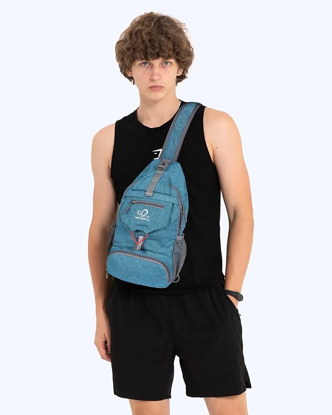 WATERFLY Packable Small Crossbody Sling Backpack Shoulder Chest Bag Daypack for Hiking Traveling