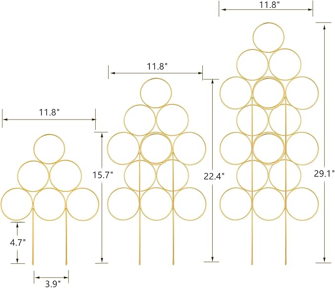 Trellis for Climbing Plants Indoor 15.7 Inch, Small Plant Trellis for Potted Plants, 3 Pack Stackable Circle Garden Houseplant Trellis for Vines