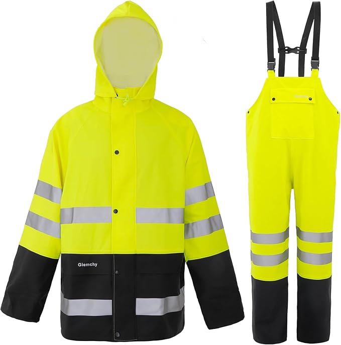 Rain Suit For Men & Women Waterproof Heavy Duty Rain Gear Reflective Jacket for Fishing Outdoor Work Raincoats