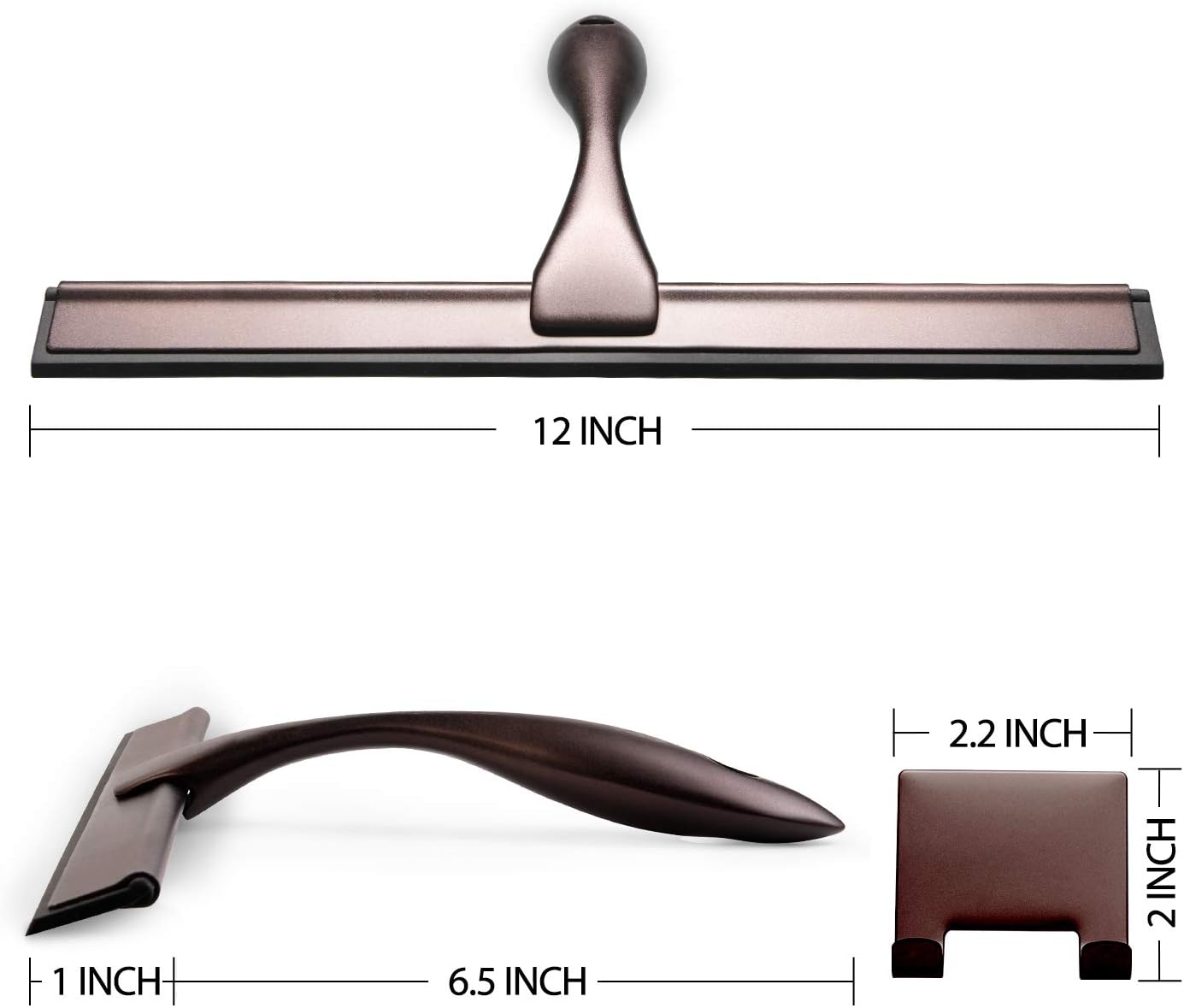 Hiware All-Purpose Shower Squeegee for Shower Doors, Bathroom, Window and Car Glass - Bronze, Stainless Steel, 12 Inches