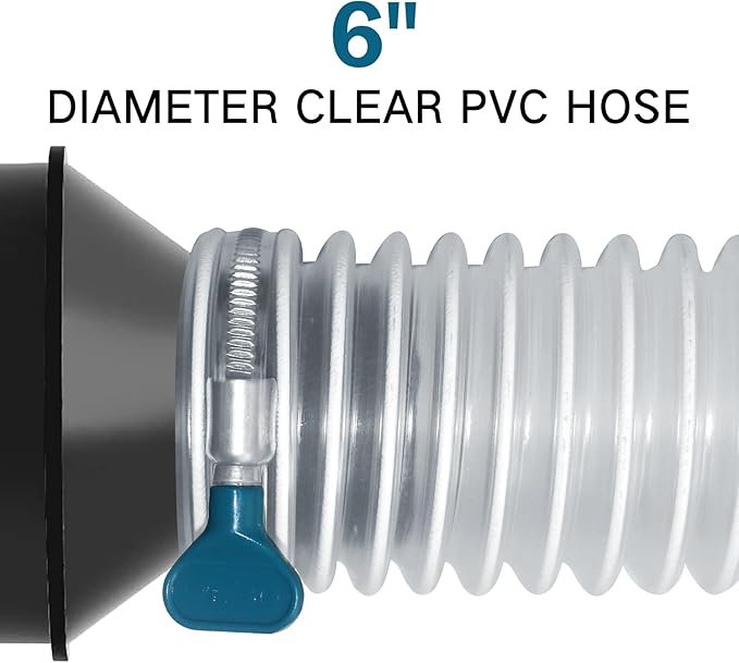 PVC Dust Collection Hose 6" x 5'- Heavy PVC Fume Collection Hose for Workshop, Woodworking, Dust Collection Systems