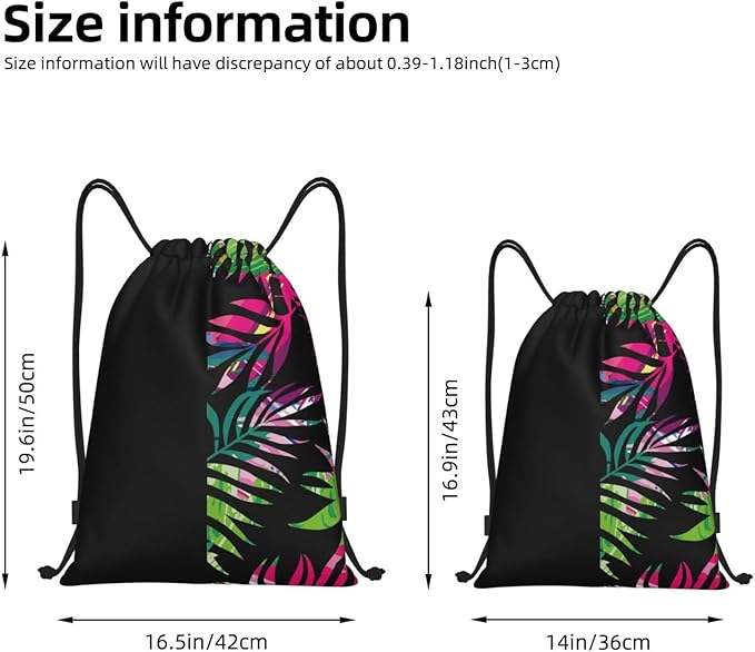 Palm Leaves Drawstring Bags Colorful Hawaiian Beach Backpack Personalized Rainbow Floral Sport Gym Sack Summer Theme String Bag Yoga Bag for Men Women