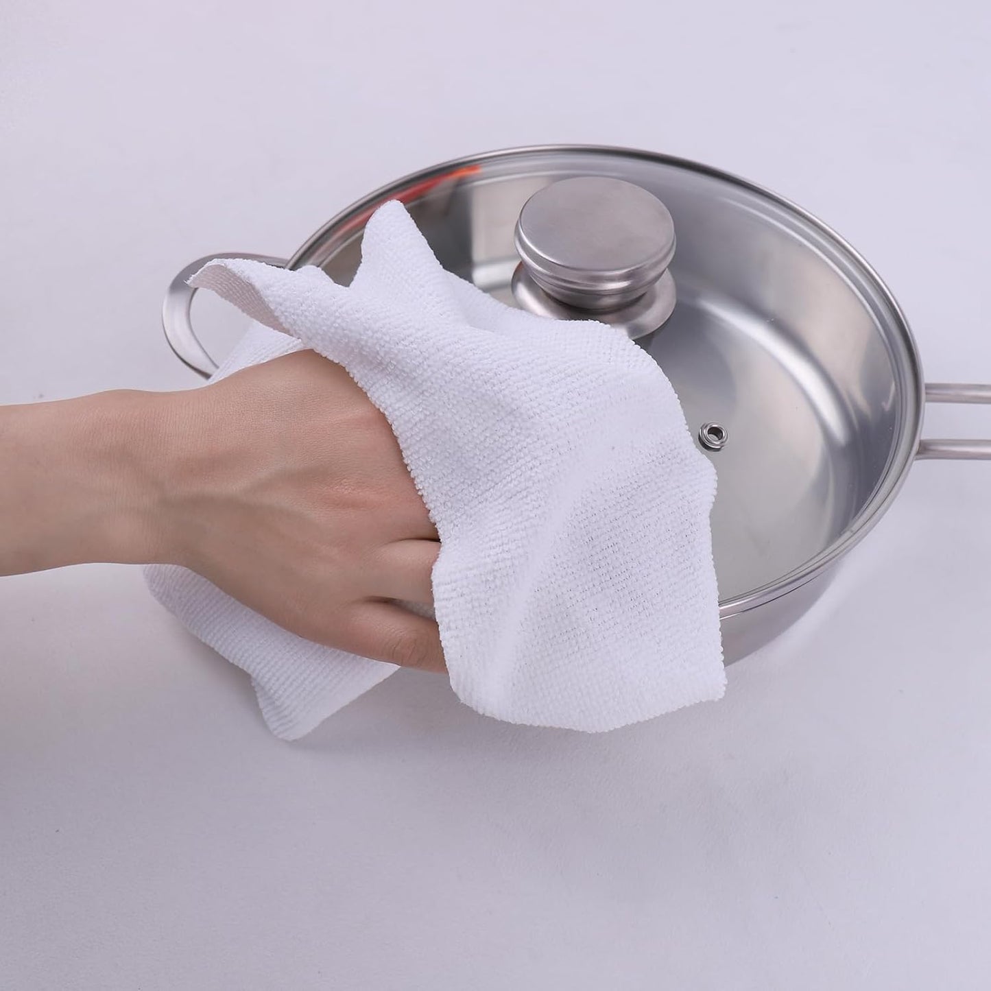 Tricol Clean Profesional Resuable Lint Free Microfiber Edgeless Cleaning Cloth 50PK Cleaning Rags,Absorbent Microfiber Wipes in Dispenser Box for Housekeeping, Car Cleaning (12 * 12 Inches) (white1)