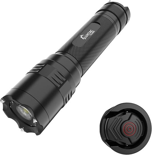 Zoomable Tactical Flashlight High Lumens-5000LM, 6 Modes,Dual Switches,Window Glass Breaker,10 hours Runtime,Memory Function,Waterproof,USB-C Rechargeable for Defense, Security, Outdoor&Emergency