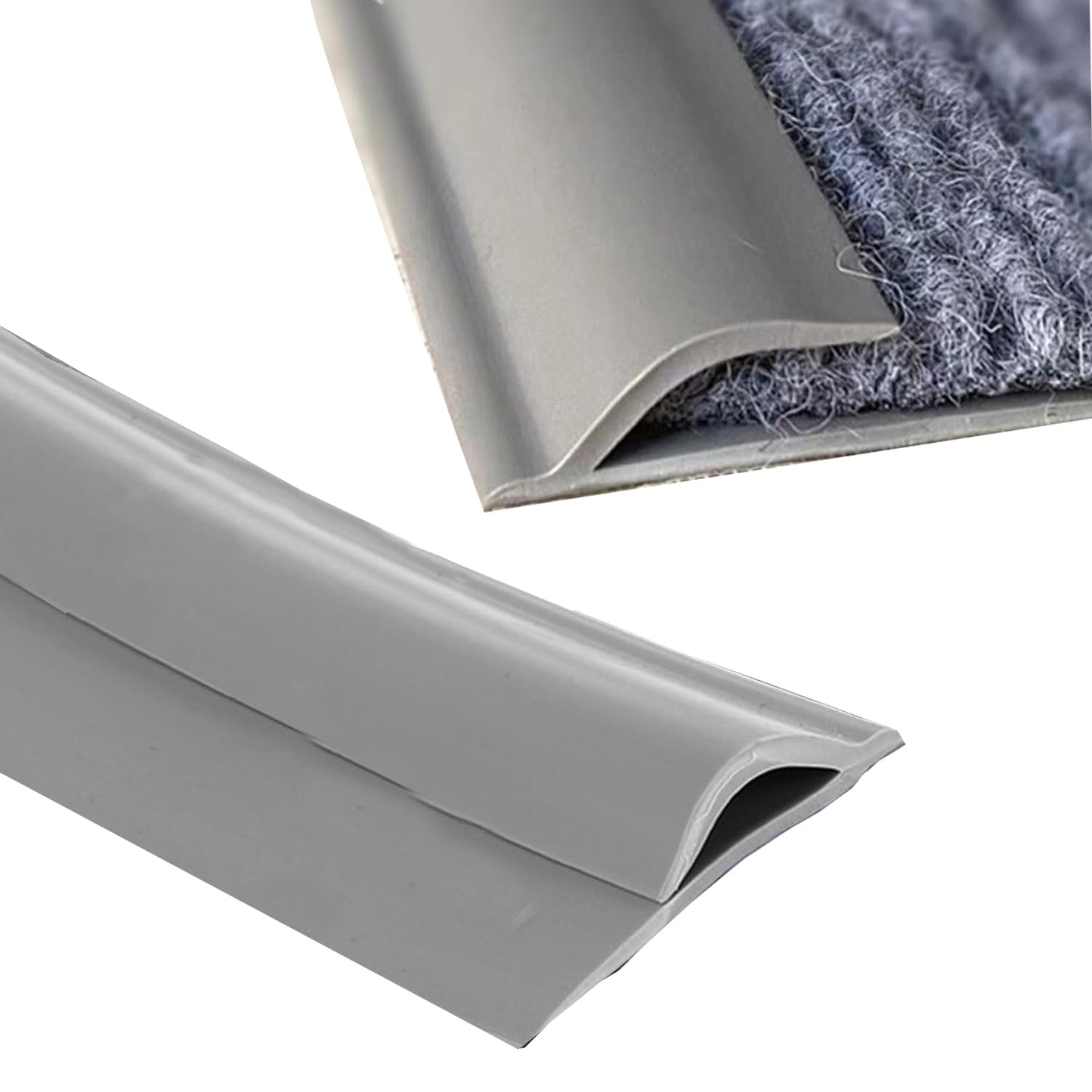 Self Adhesive Carpet Transition Strip with Edge Trim, Designed for Seamless Transitions from Carpet to Tile or Vinyl Floors, Perfect for Doorways.(Gray,20ft)